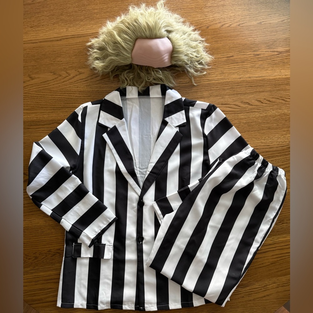 Beetle Juice costume with wig